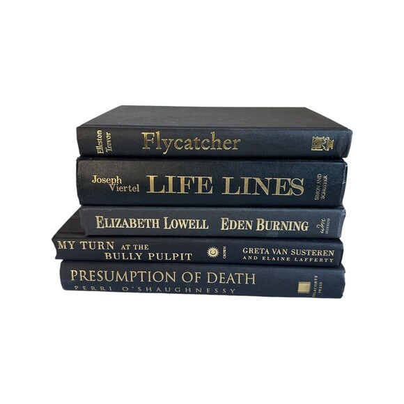 Black and Gold Decorative Books | Set of 5 Hardcover | Home Staging Prop Rental - Picture 3 of 12